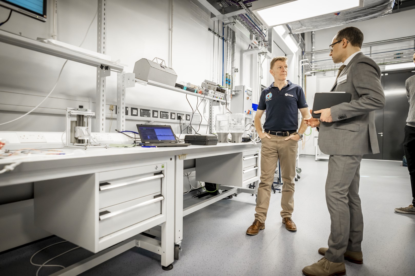 Tim Peake tours the Space Park Leicester site