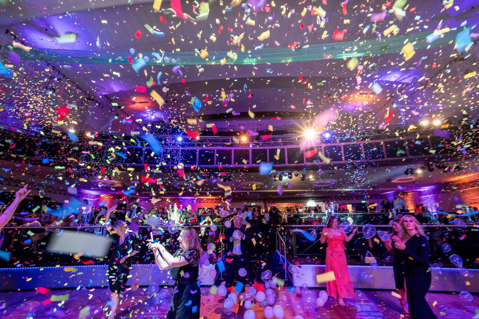 Confetti falls on the crowd at Leicester's Niche Business Awards
